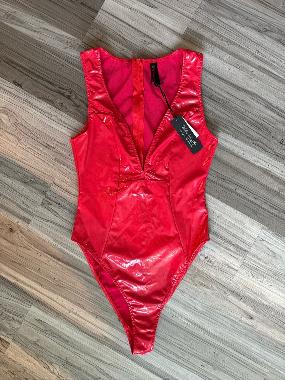 Red Shiny Vinyl Bodysuit